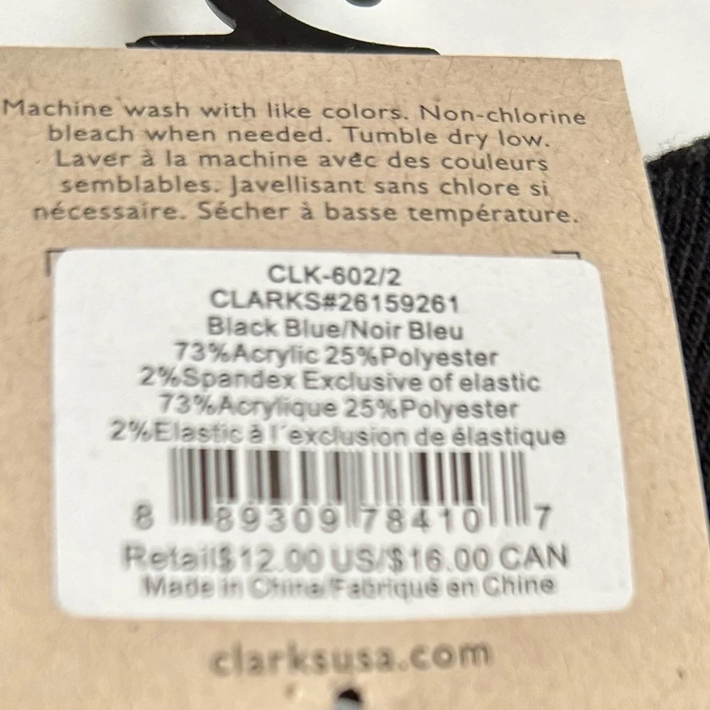Clark Men’s Dress Socks Black/Blue Noir/Blue 2 Pairs NWT